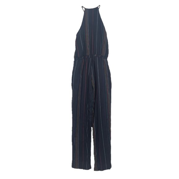 Anthropologie Dolan Cotton Blue Striped Halter Wrap Jumpsuit XS - Picture 2 of 4